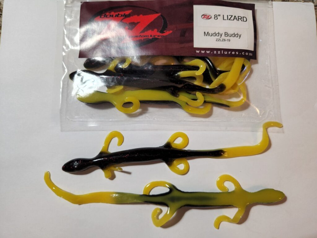 Double ZZ lure 8in lizard muddy buddy